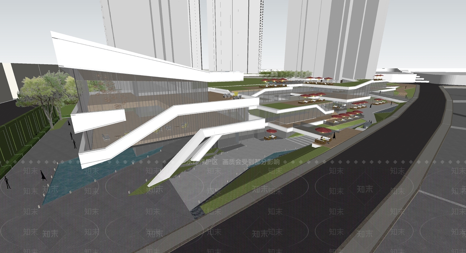 现代商业步行街SU模型下载【ID:1108399257】