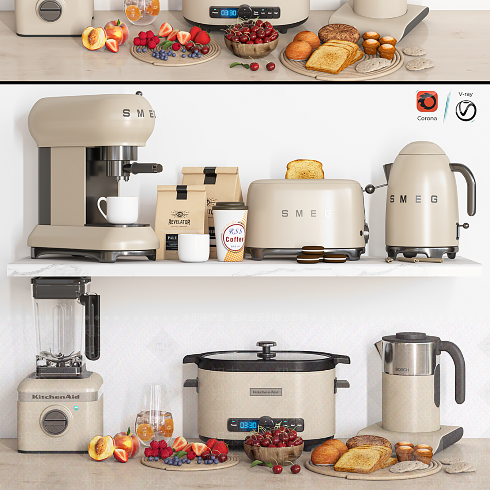 现代厨房电器3D模型下载【ID:1108401345】