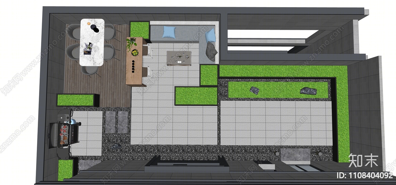 现代屋顶花园SU模型下载【ID:1108404092】