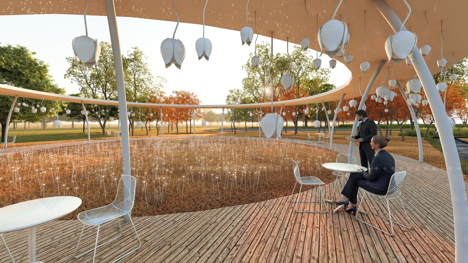 现代网红风铃环廊SU模型下载【ID:1108407009】