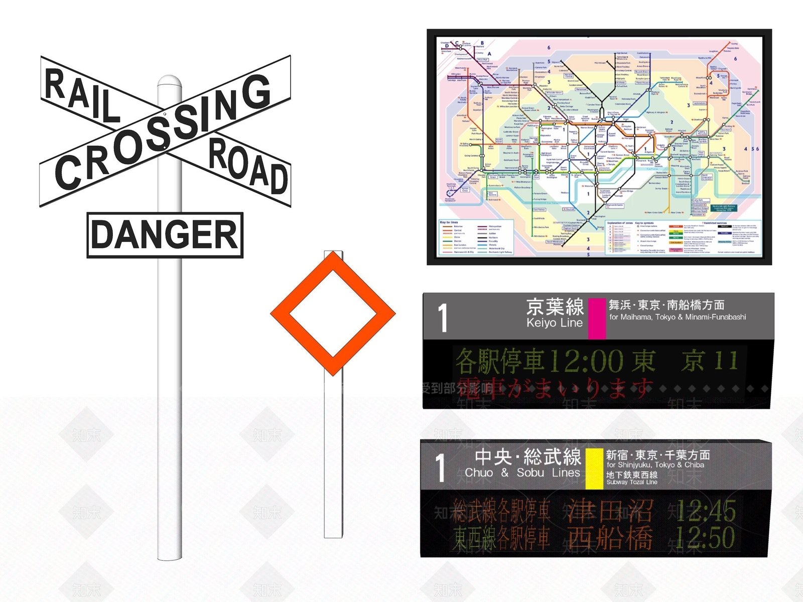 现代交通提示牌SU模型下载【ID:1108407255】