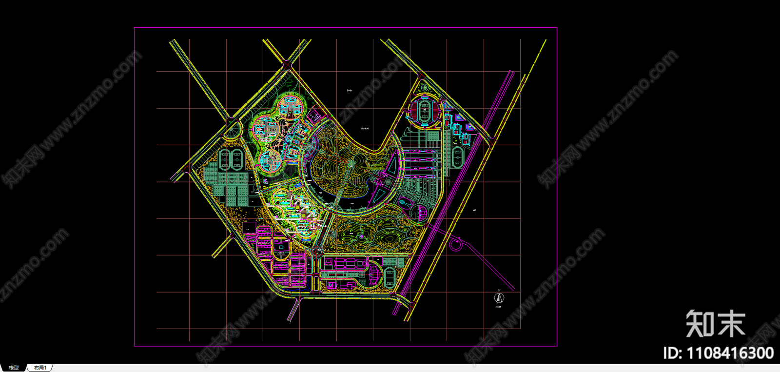 大学新校区平面图施工图下载【ID:1108416300】