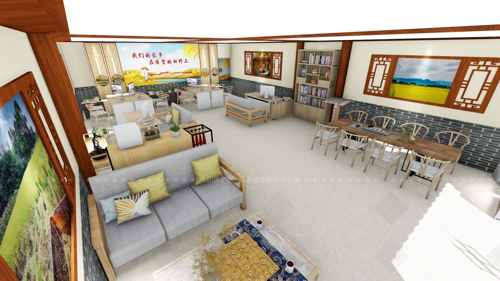 中式办事大厅SU模型下载【ID:1108417545】