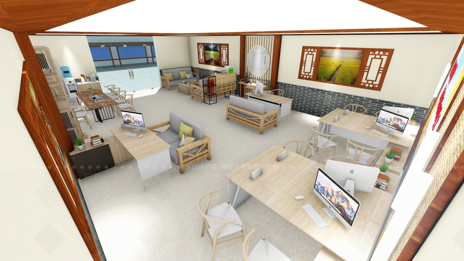 中式办事大厅SU模型下载【ID:1108417545】