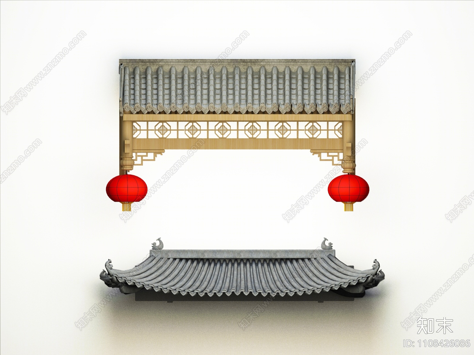 中式建筑门头3D模型下载【ID:1108426086】