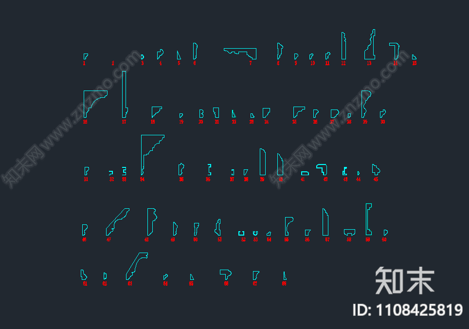 立面线条线脚大样图施工图下载【ID:1108425819】