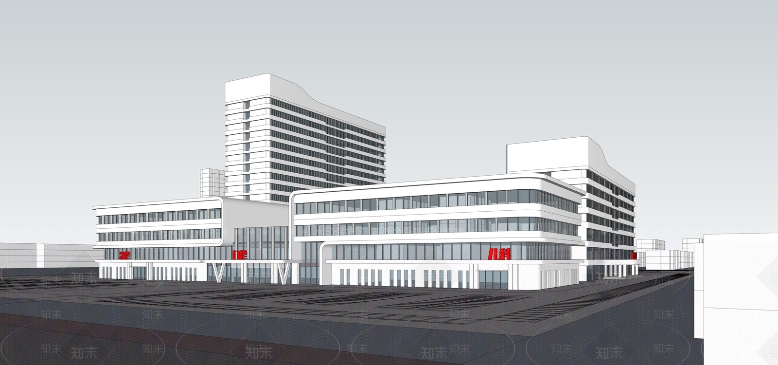 现代医疗建筑SU模型下载【ID:1108426031】