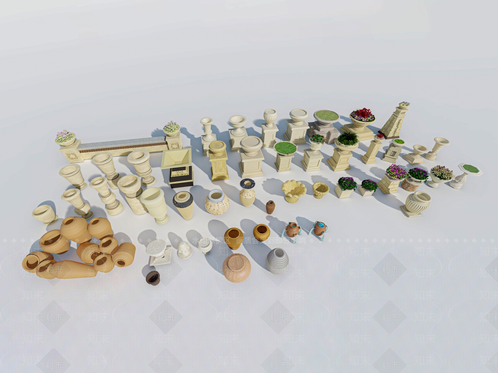 欧式花钵SU模型下载【ID:1108427404】