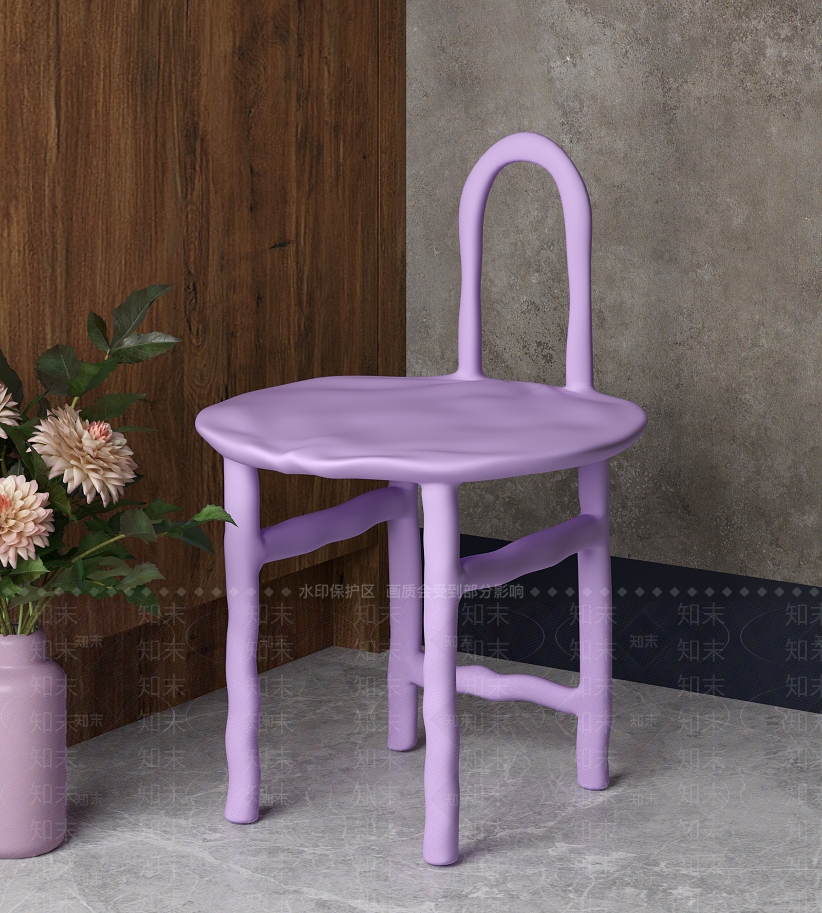 【3D悬赏模型】现代风格长春花蓝休闲椅3D模型下载【ID:1108762394】