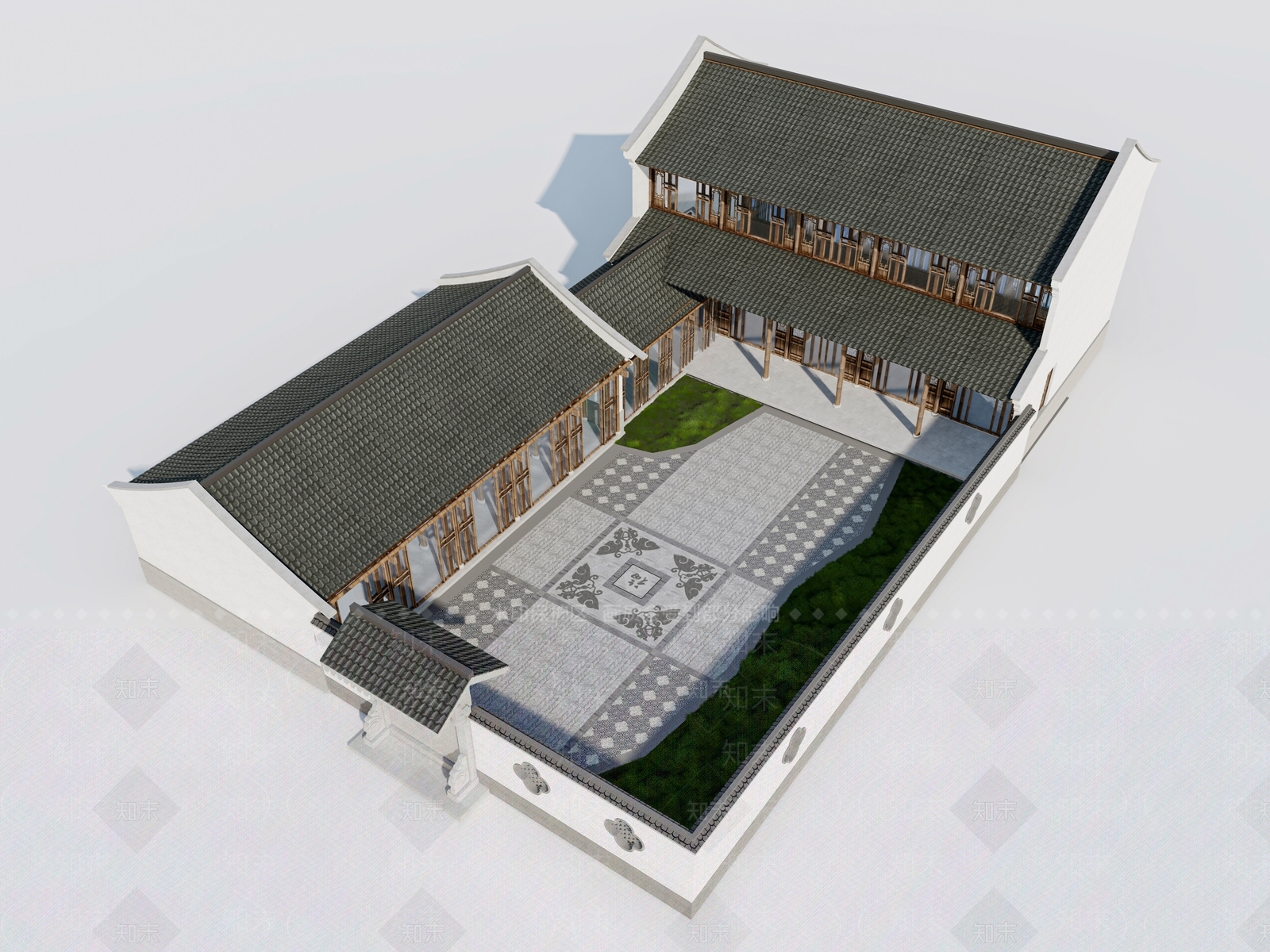 中式四合院SU模型下载【ID:1108427734】