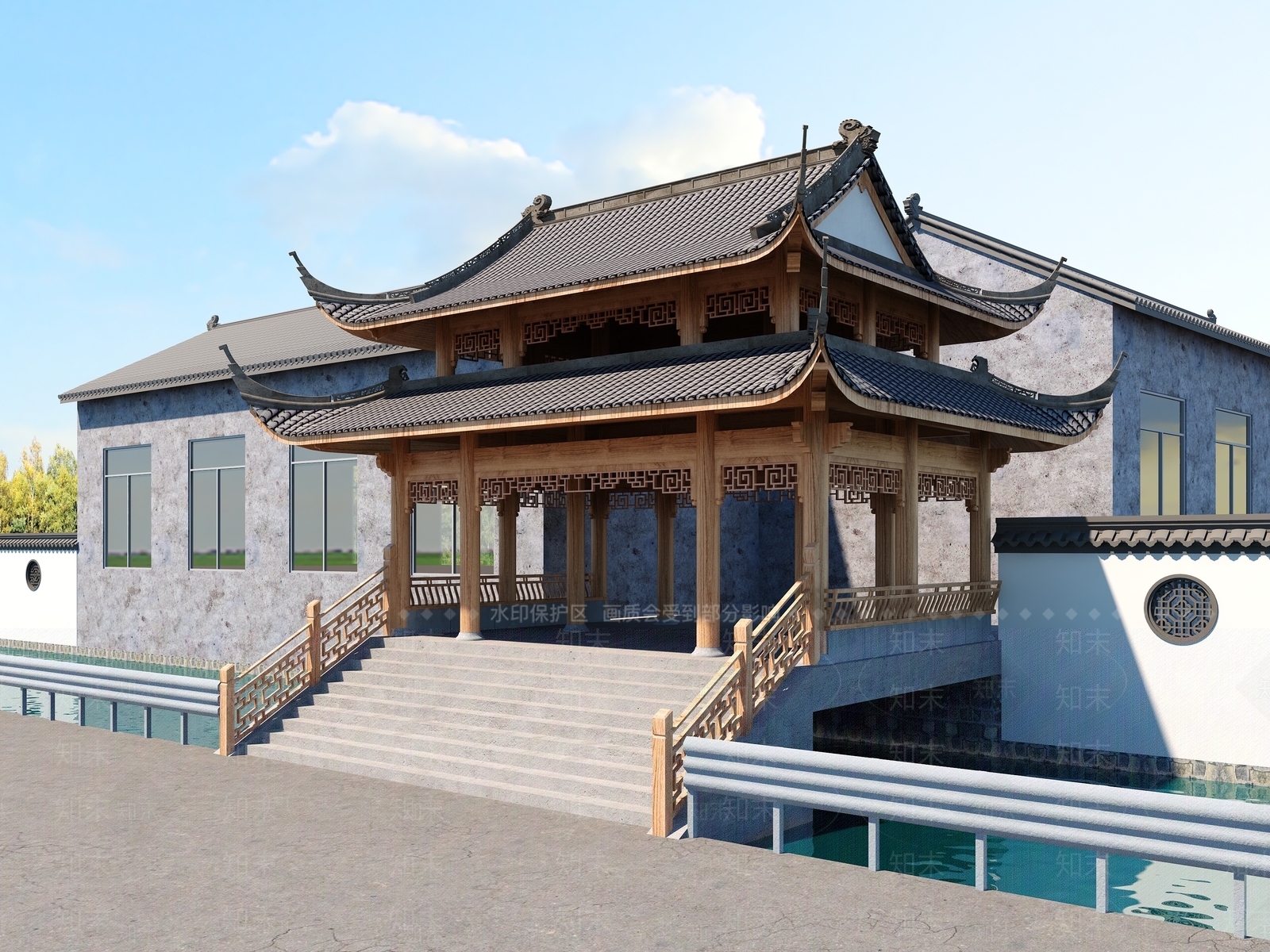中式景观桥3D模型下载【ID:1108429962】