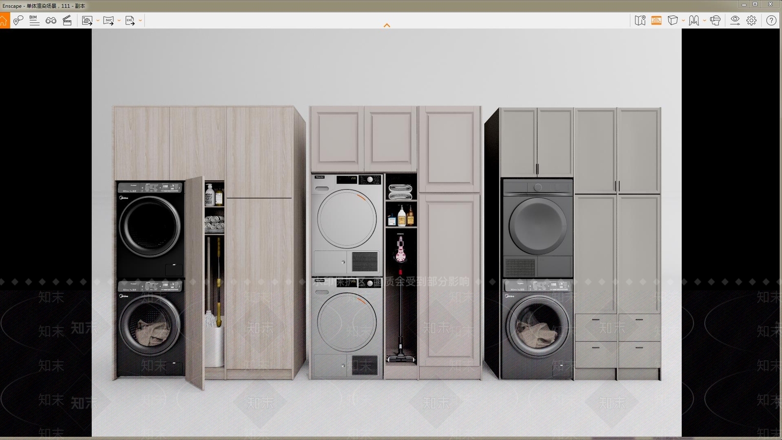 现代洗衣机柜SU模型下载【ID:1108439185】