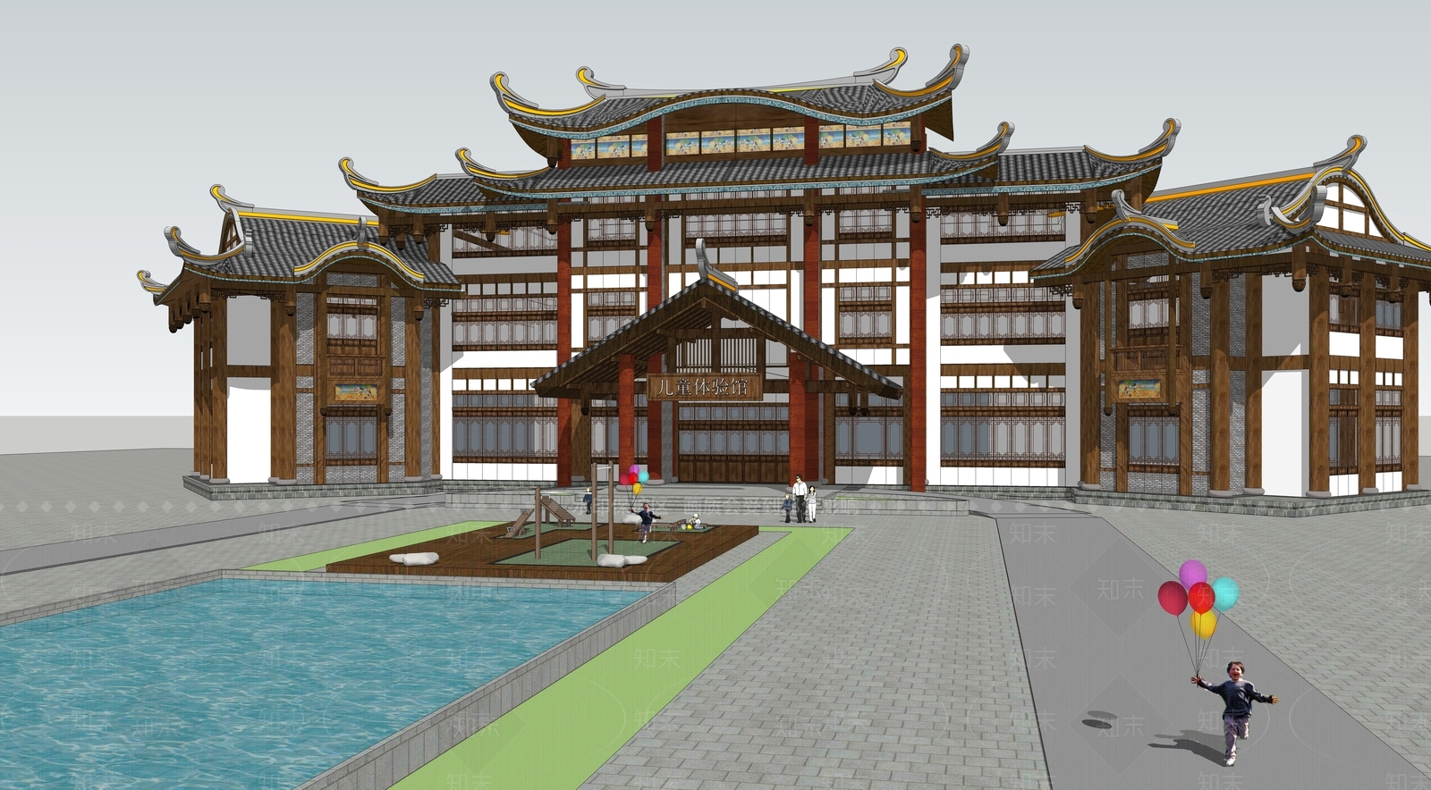 中式儿童体验馆SU模型下载【ID:1108439494】