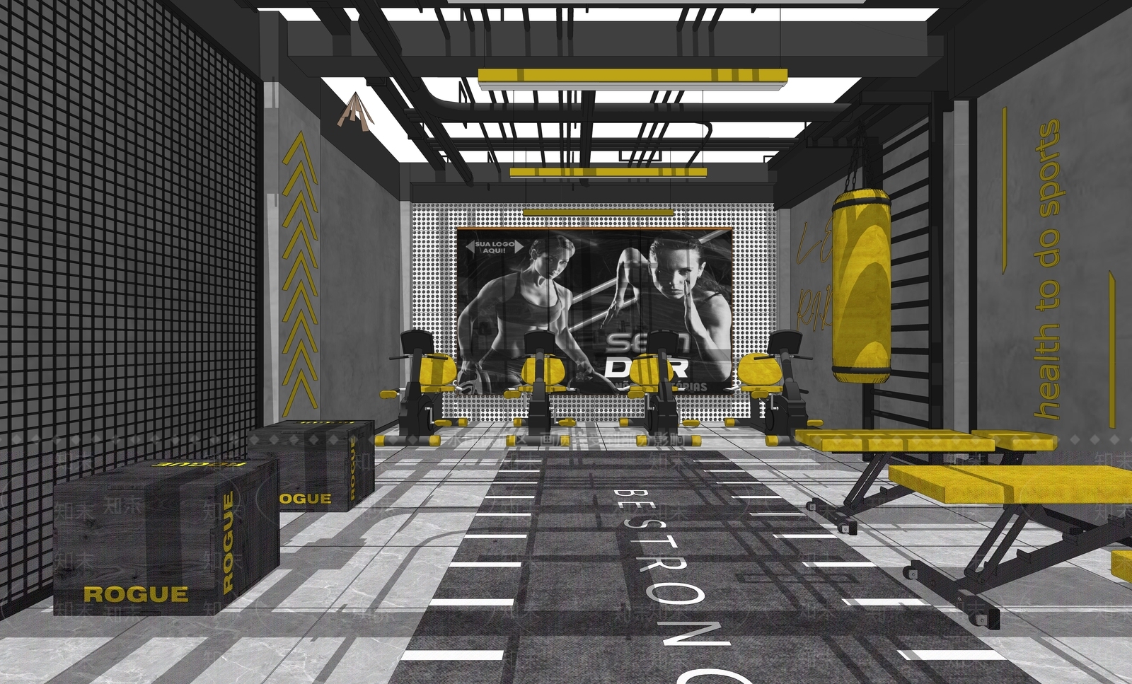 现代健身房SU模型下载【ID:1108441192】
