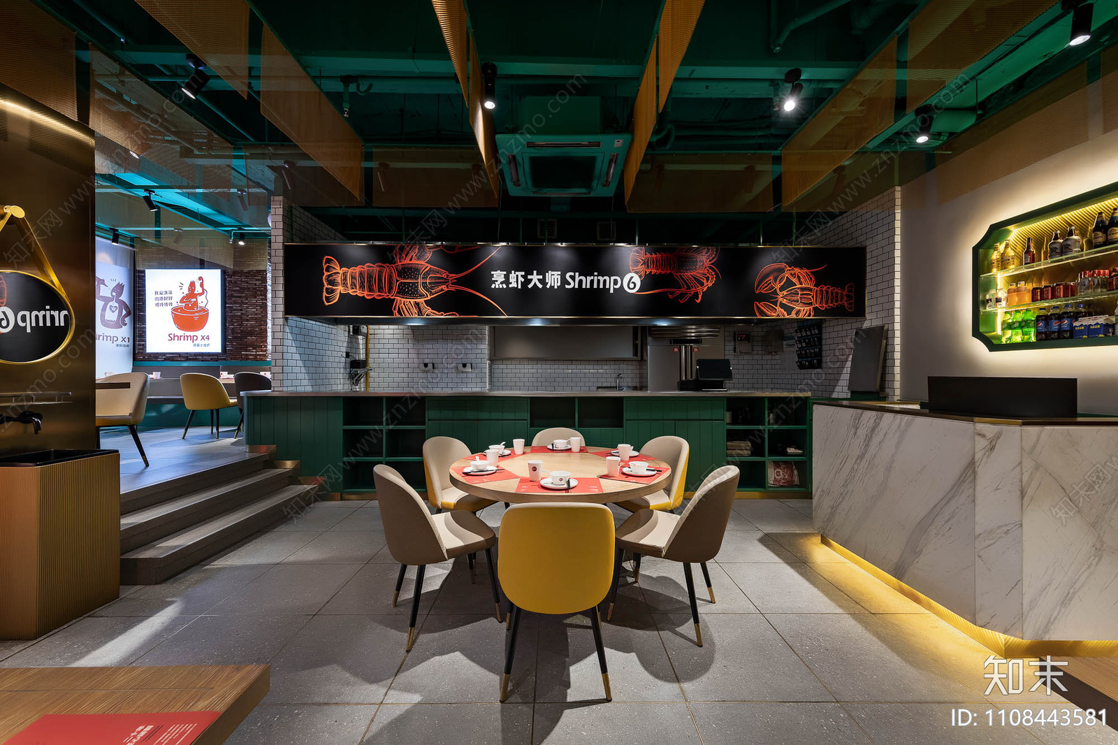 烹虾快餐店CADcad施工图下载【ID:1108443581】