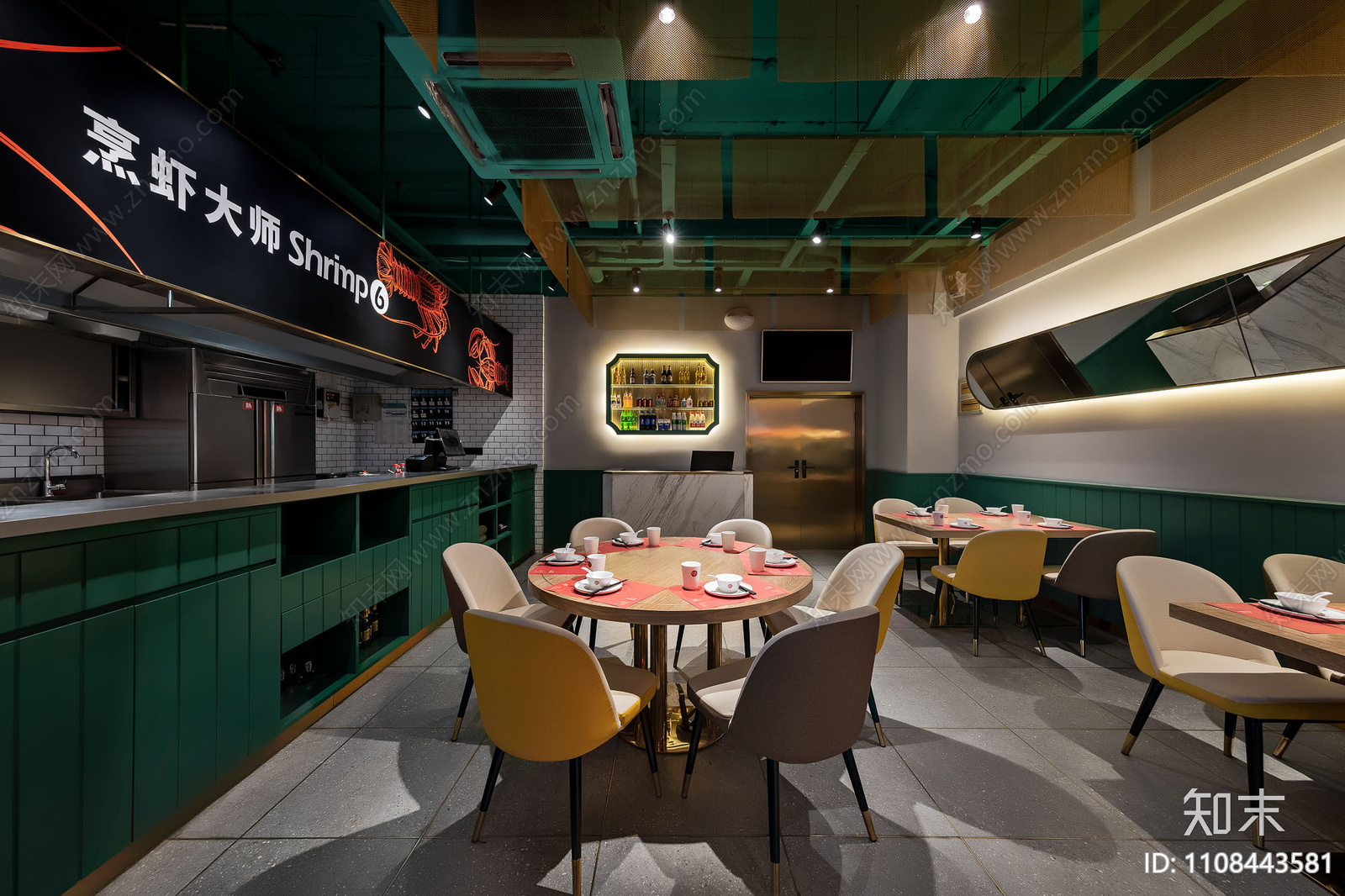 烹虾快餐店CADcad施工图下载【ID:1108443581】