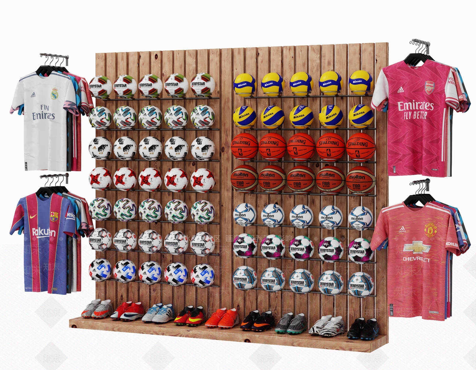 现代体育用品展示架3D模型下载【ID:1108453336】