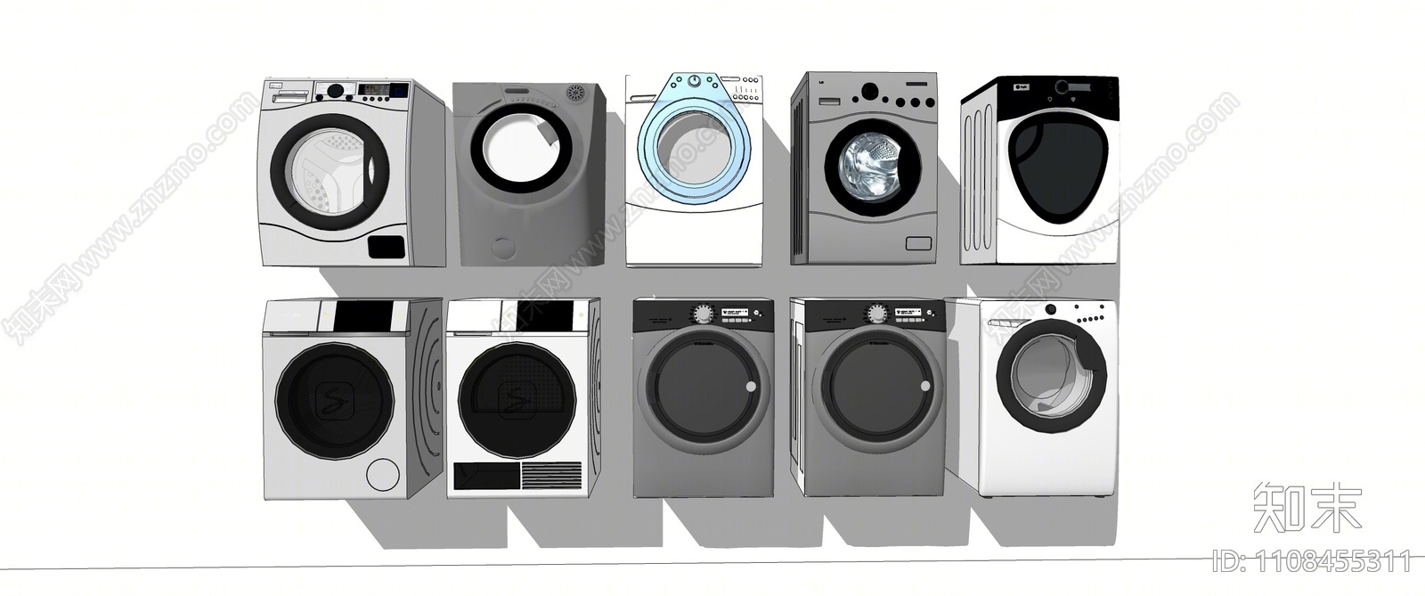 现代洗衣机SU模型下载【ID:1108455311】