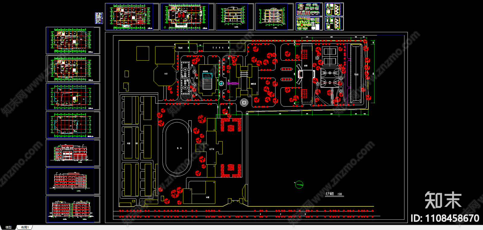 学校图书馆建筑图施工图下载【ID:1108458670】