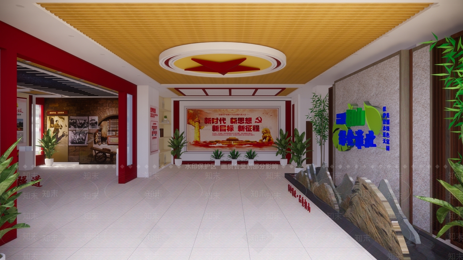 现代党建展厅SU模型下载【ID:1108637374】