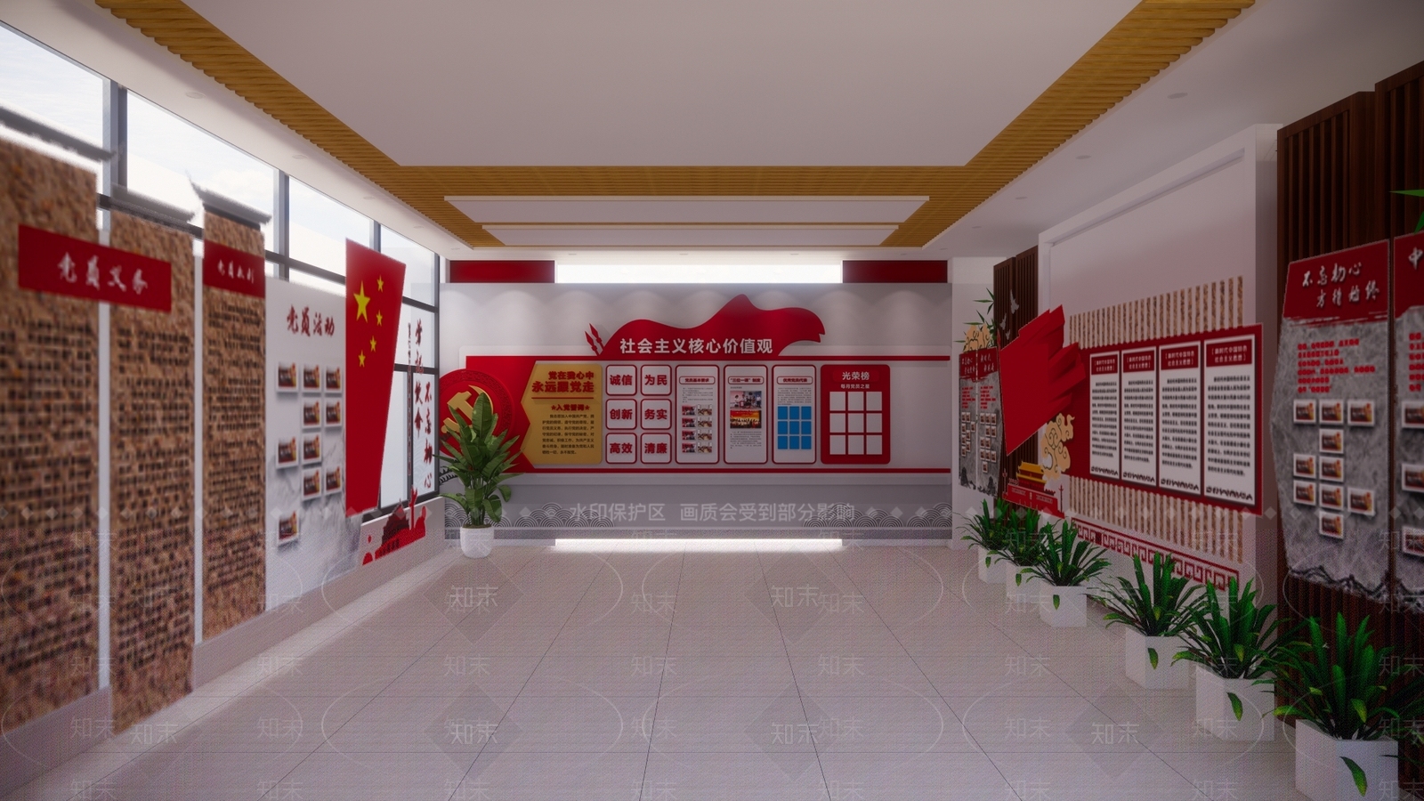 现代党建展厅SU模型下载【ID:1108637374】