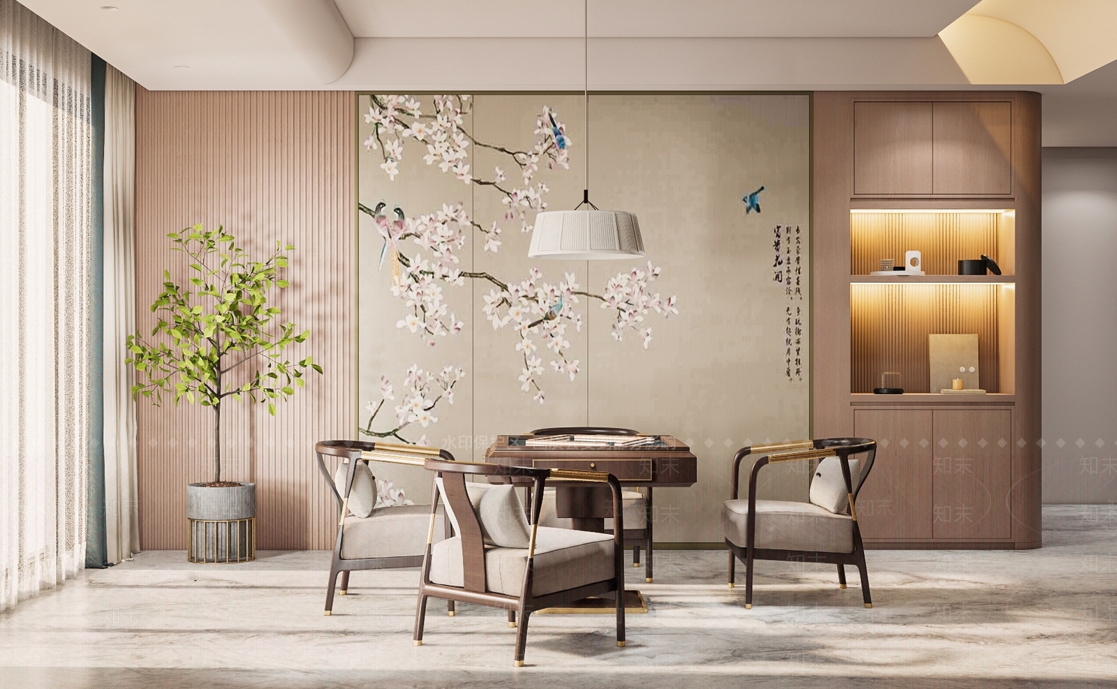 新中式棋牌室SU模型下载【ID:1108463983】
