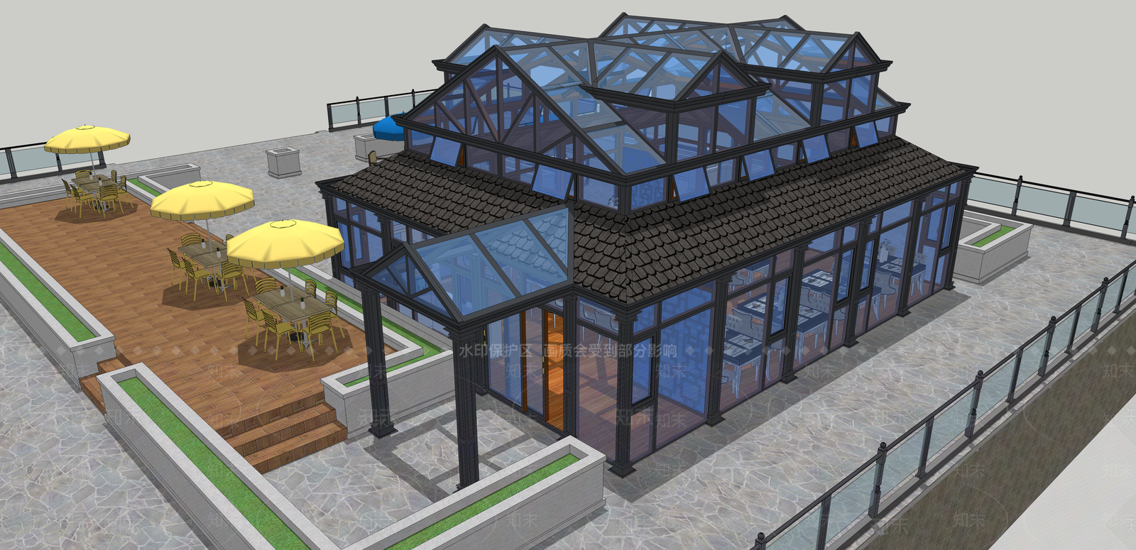 现代餐饮建筑SU模型下载【ID:1108464437】