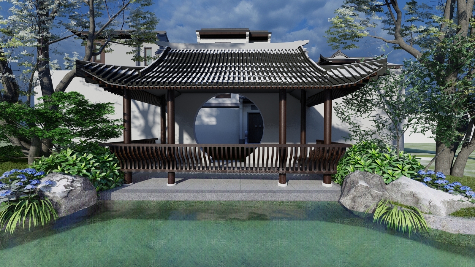 中式水榭SU模型下载【ID:1108630850】