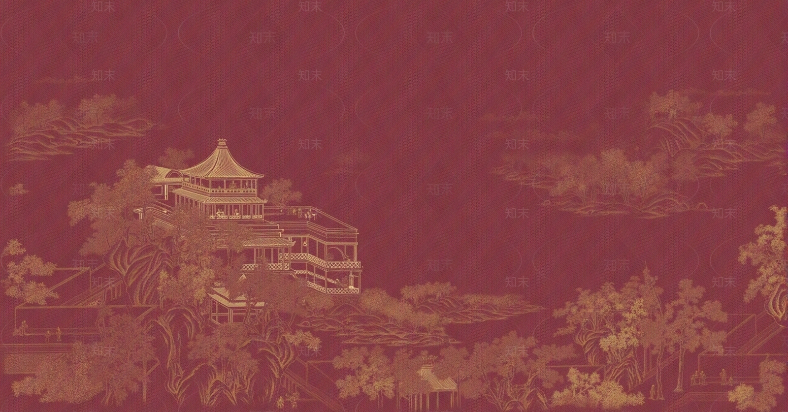 新中式山水壁画贴图下载【ID:1195353210】