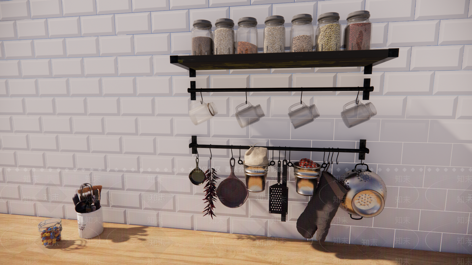 北欧厨房用品组合SU模型下载【ID:1108485586】