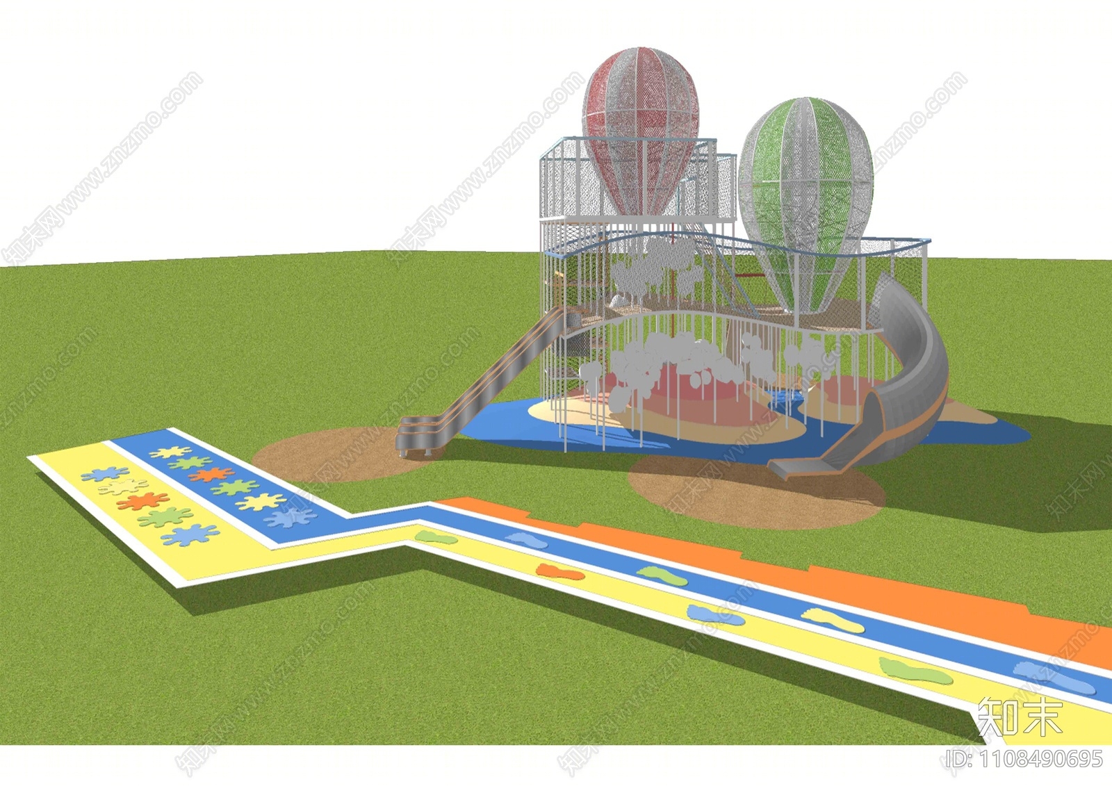 现代热气球滑梯SU模型下载【ID:1108490695】