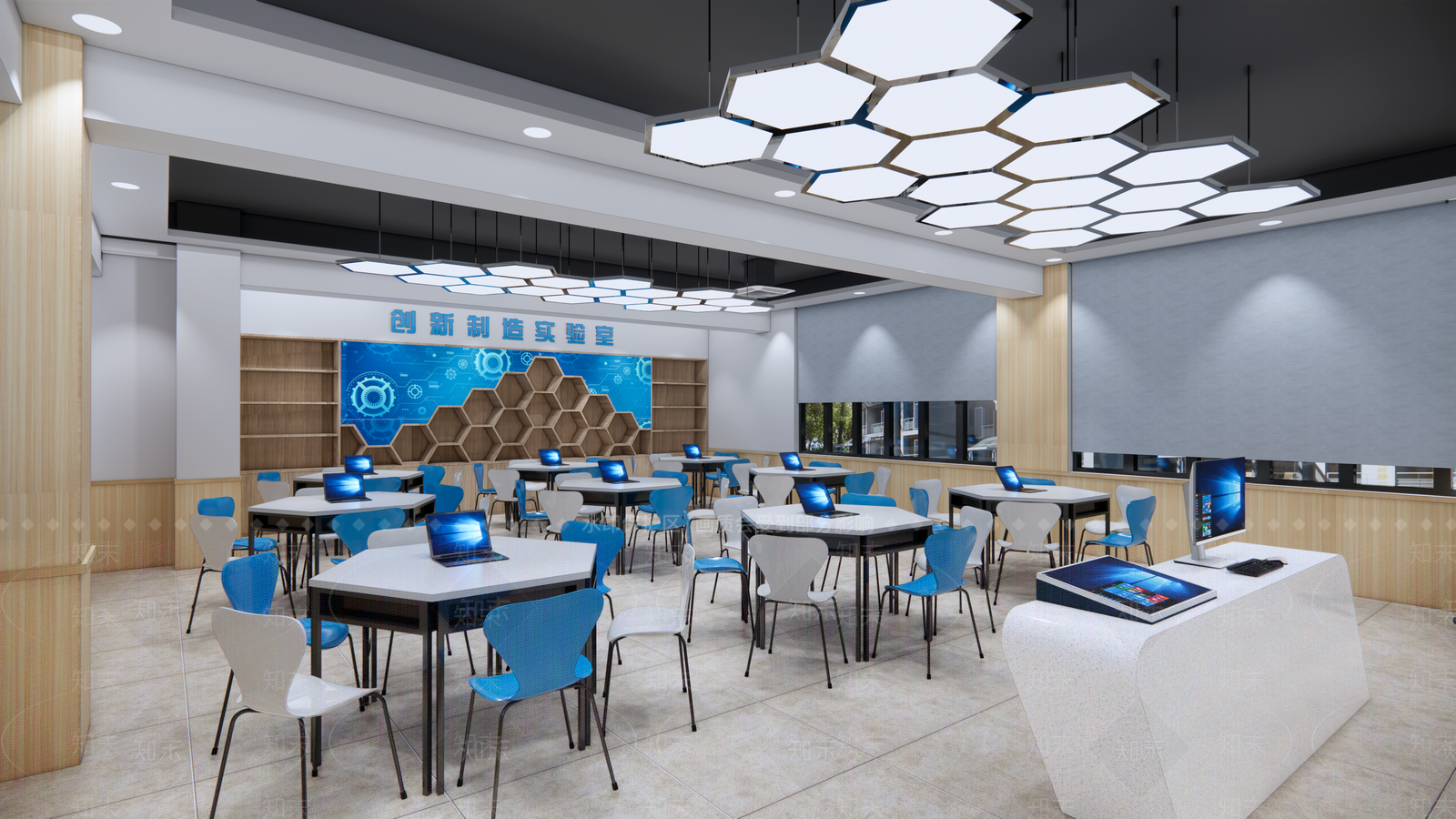 现代电脑教室SU模型下载【ID:1108492983】