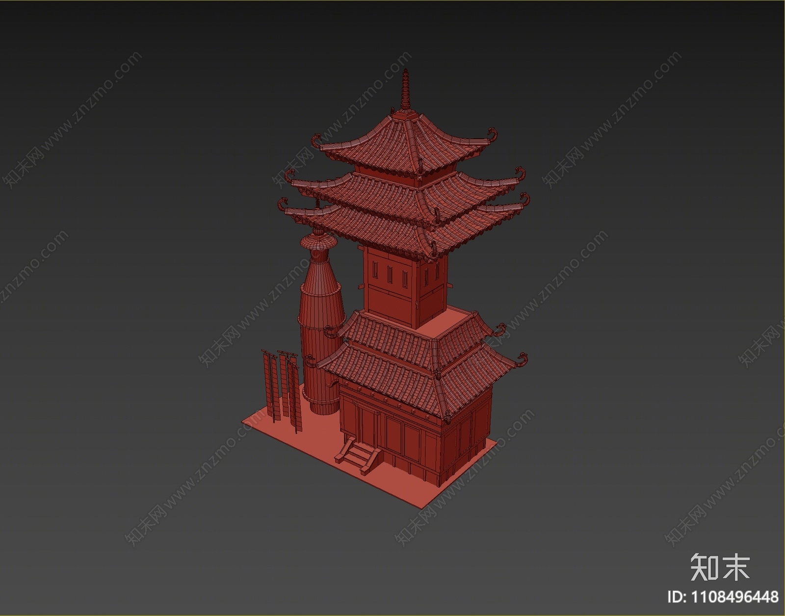 中式阁楼3D模型下载【ID:1108496448】