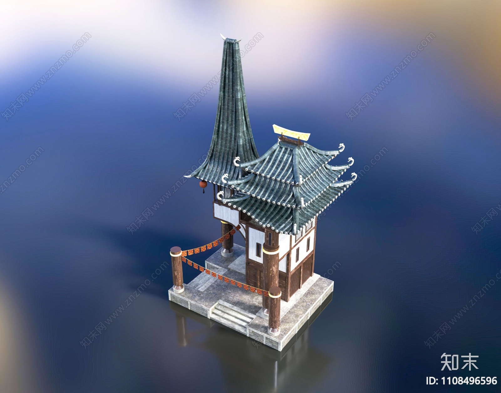 中式古建筑3D模型下载【ID:1108496596】