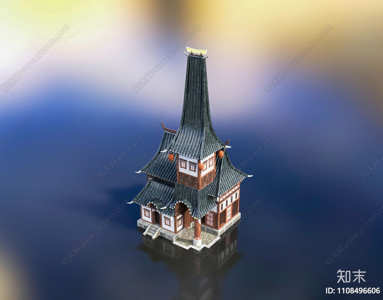 中式古建筑3D模型下载【ID:1108496606】