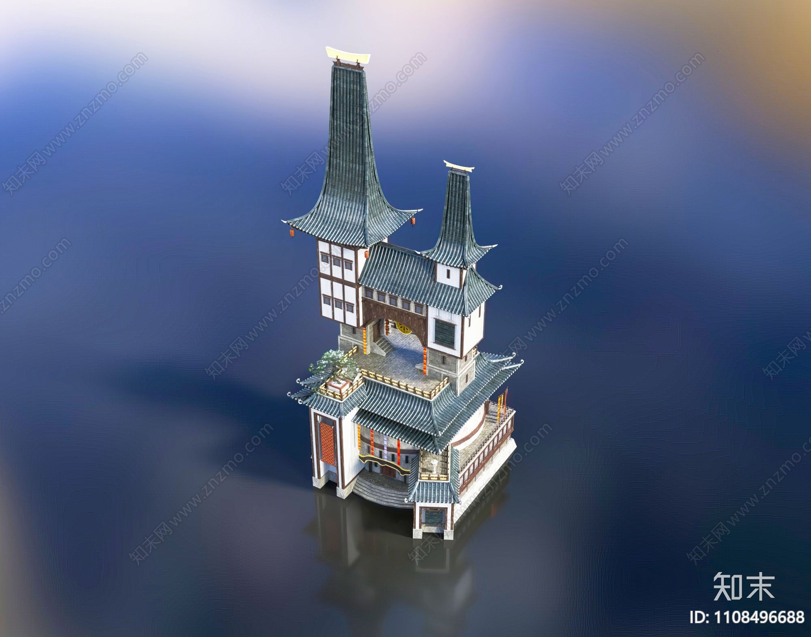 中式古建筑3D模型下载【ID:1108496688】