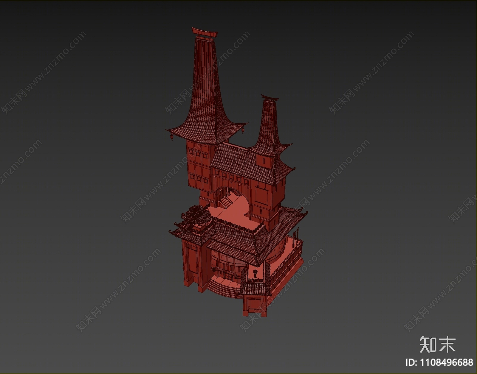 中式古建筑3D模型下载【ID:1108496688】