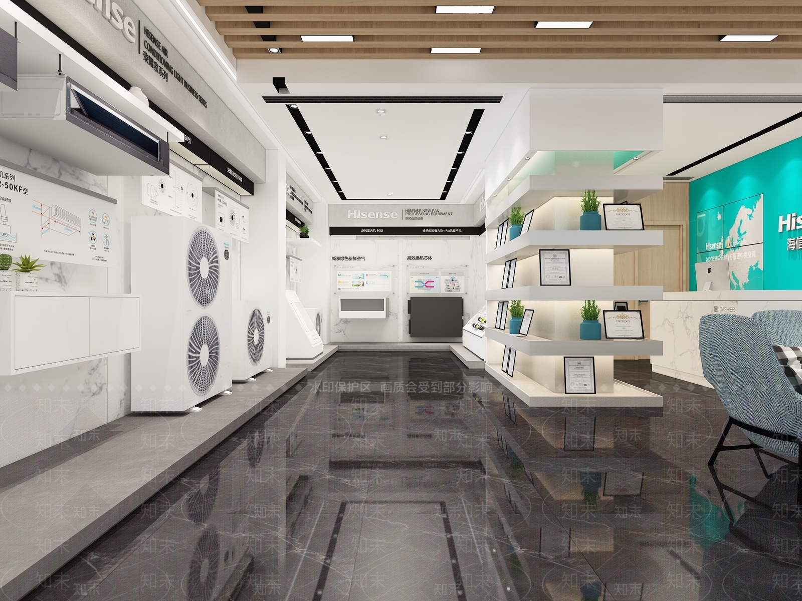 现代中央空调展厅3D模型下载【ID:1108498494】