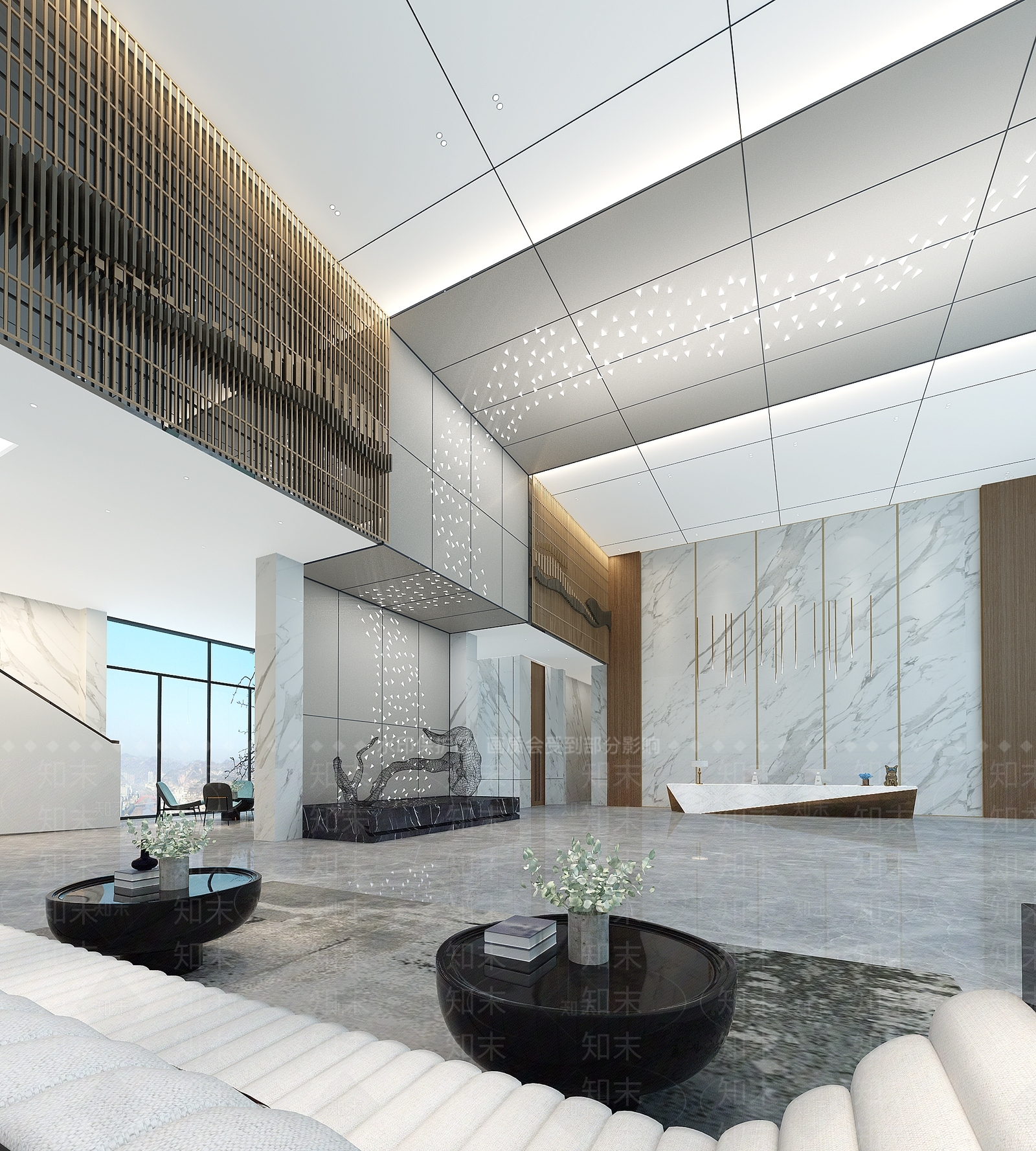 现代办公楼大堂3D模型下载【ID:1108499162】_知末3d模型网