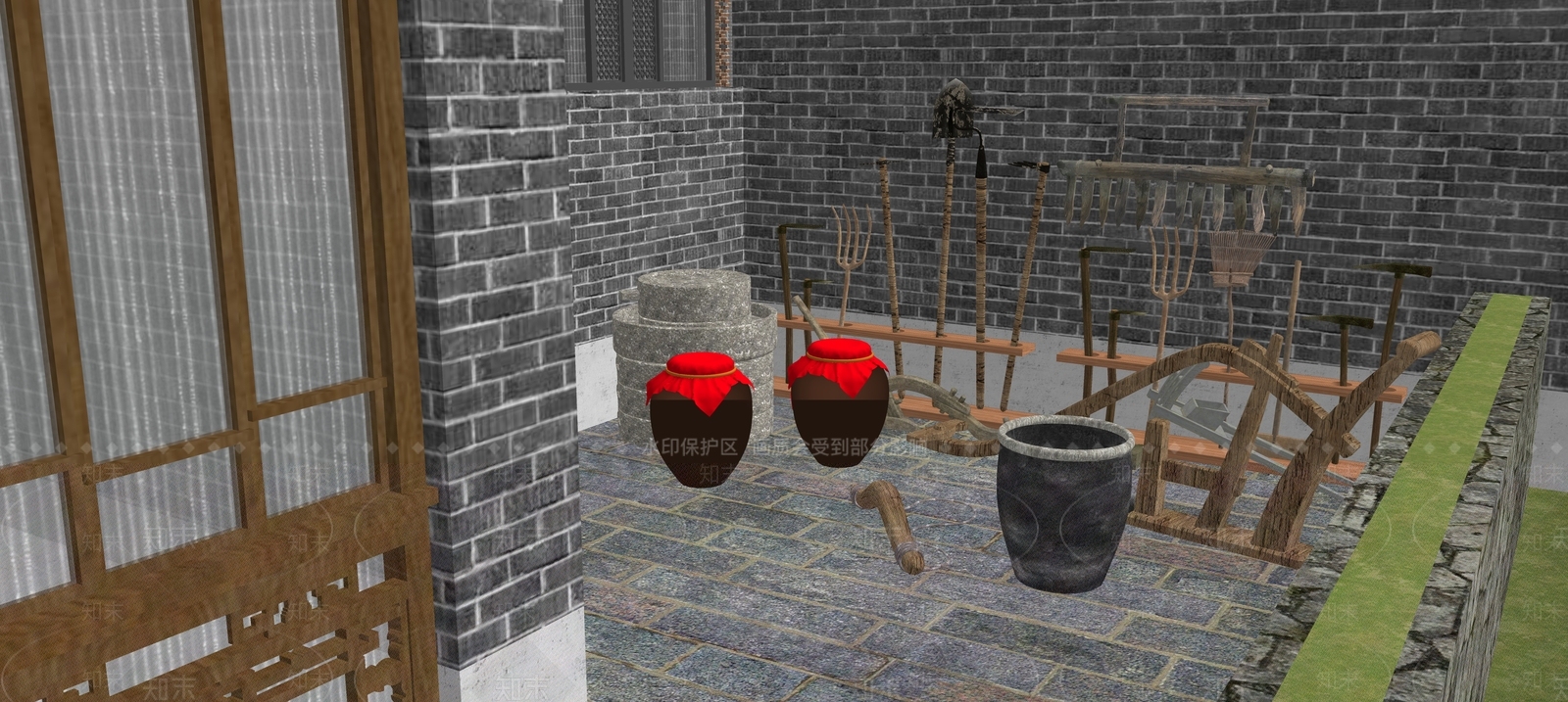 中式其他小品SU模型下载【ID:1108579040】