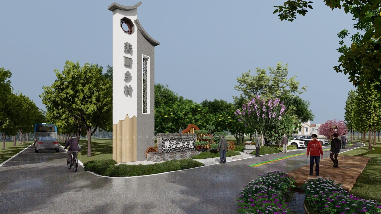 中式广场指示牌SU模型下载【ID:1108513409】