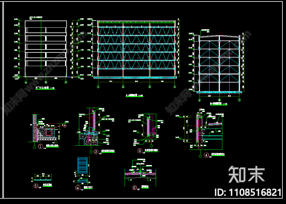 升降横移式六层立体车库建筑施工图纸施工图下载【ID:1108516821】