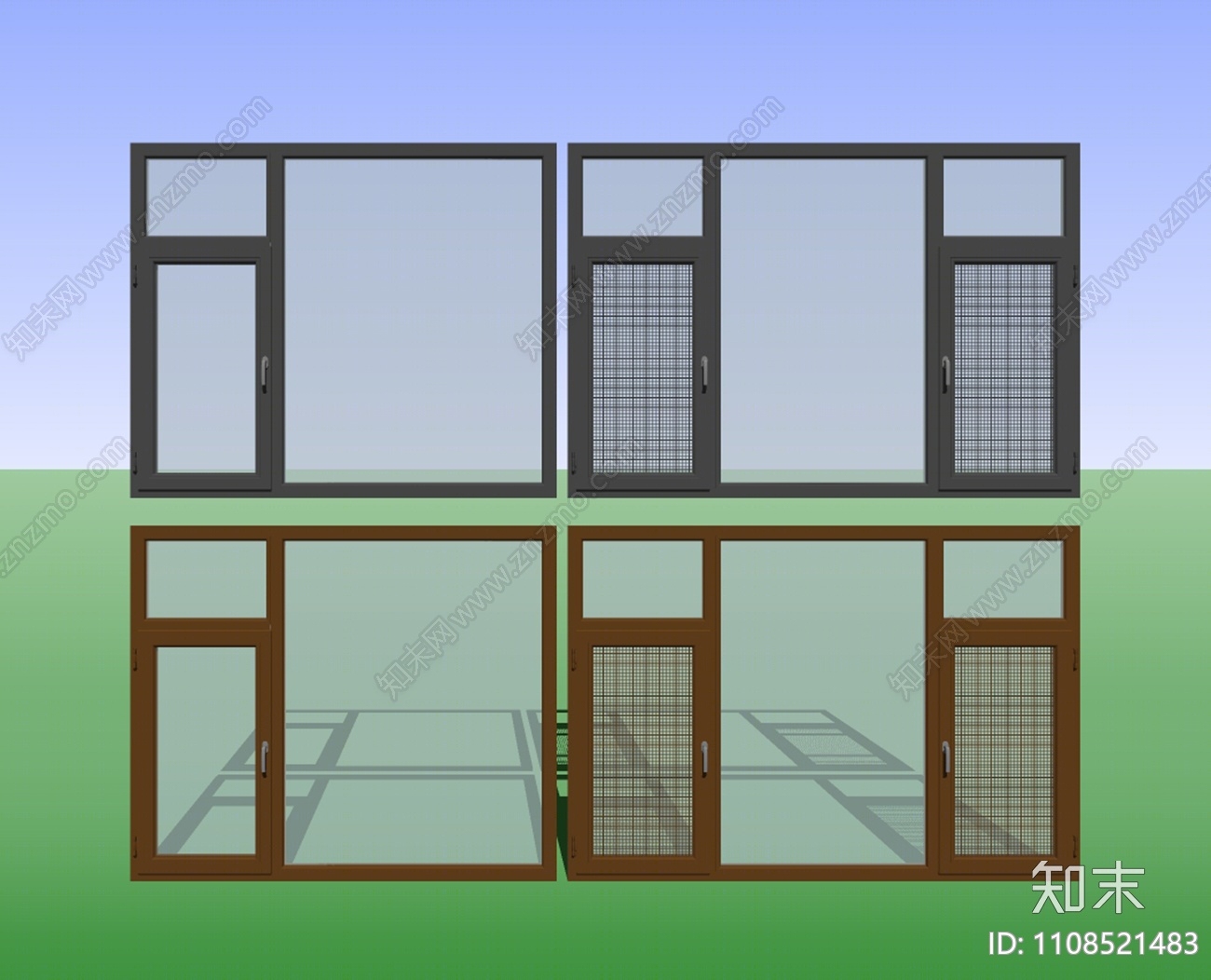现代平开窗SU模型下载【ID:1108521483】