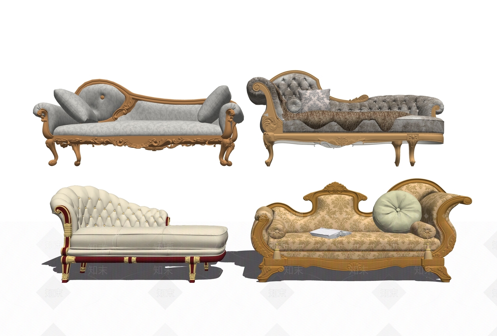 欧式贵妃椅SU模型下载【ID:1108528947】