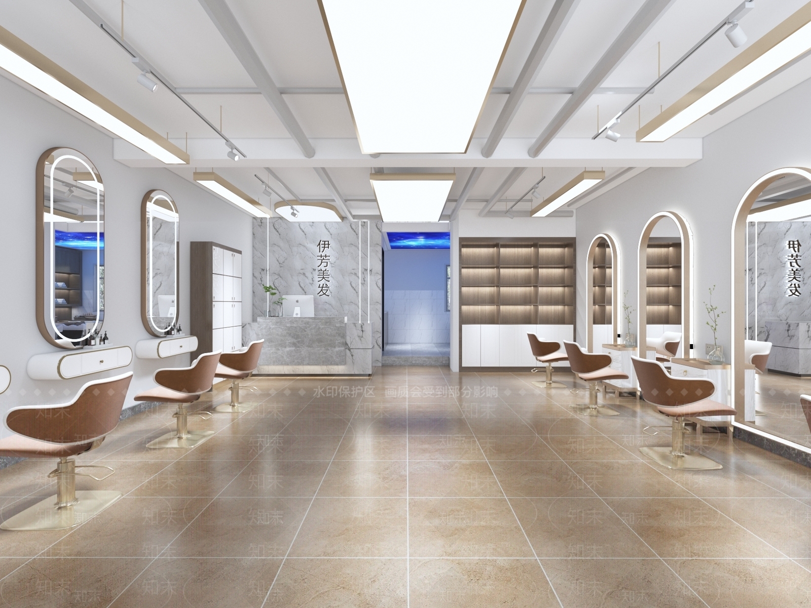现代美发店3D模型下载【ID:1108533698】