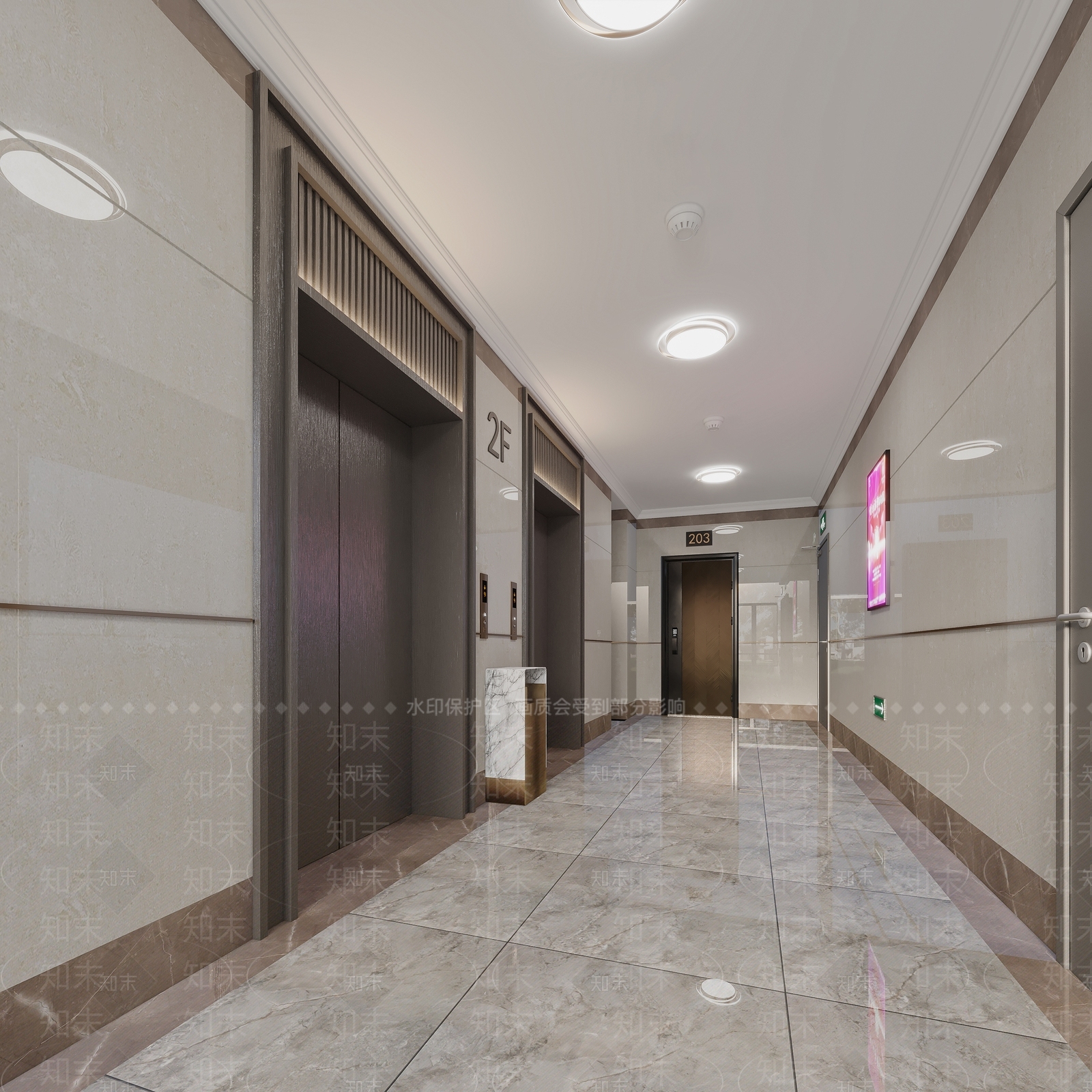 现代电梯间3D模型下载【ID:1108537404】