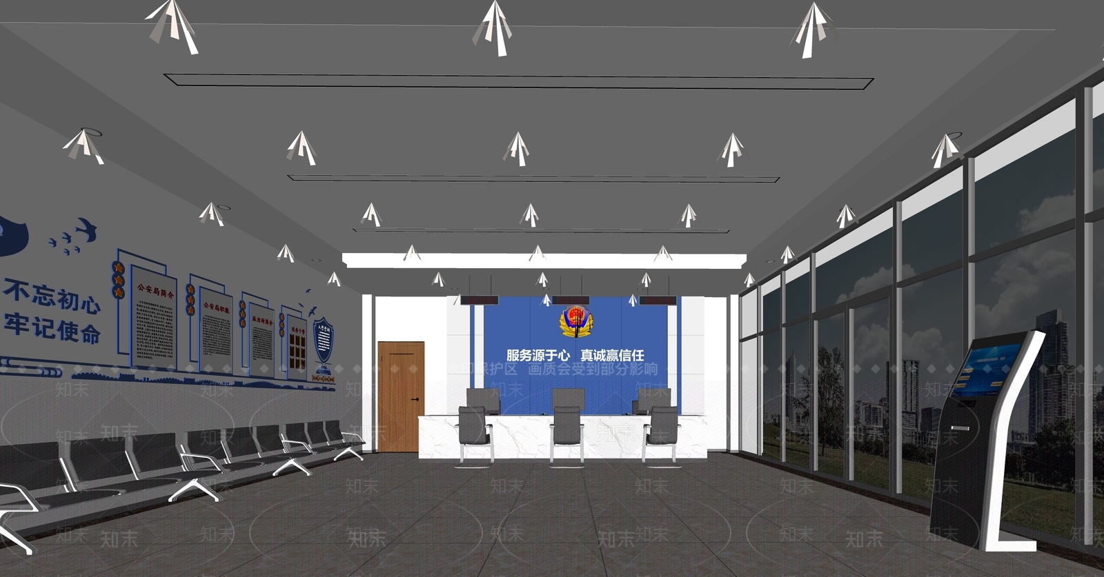 现代办事大厅SU模型下载【ID:1108541530】
