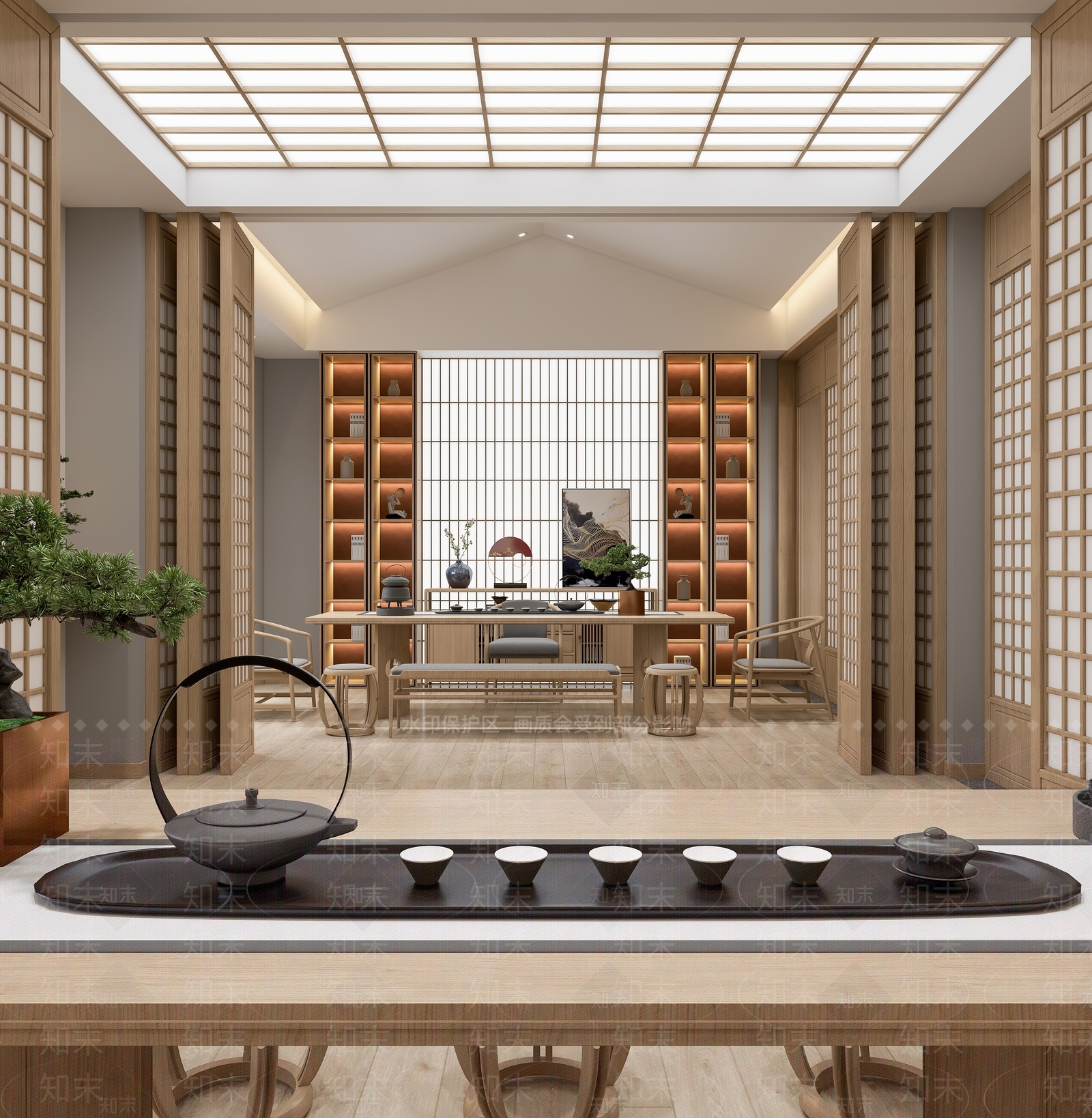 新中式茶馆3D模型下载【ID:1108544431】