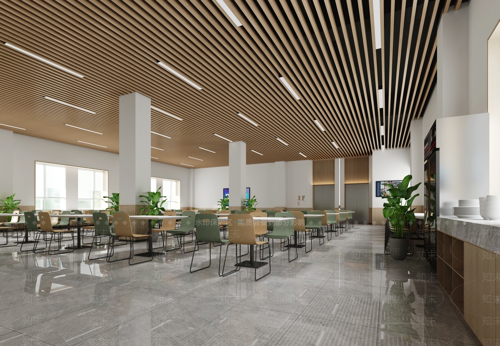 现代食堂3D模型下载【ID:1108545304】