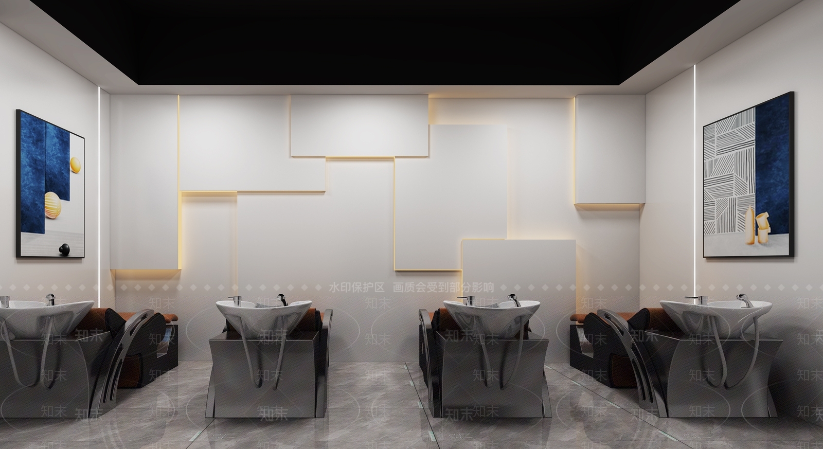 现代理发店洗发区3D模型下载【ID:1108547379】